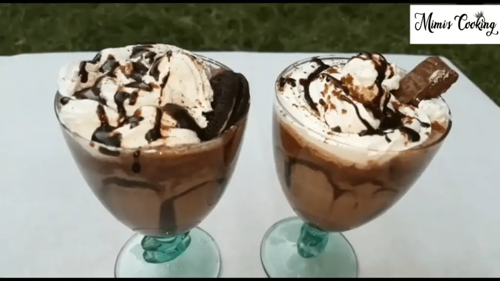 Two glasses full of a Chocolate shake
